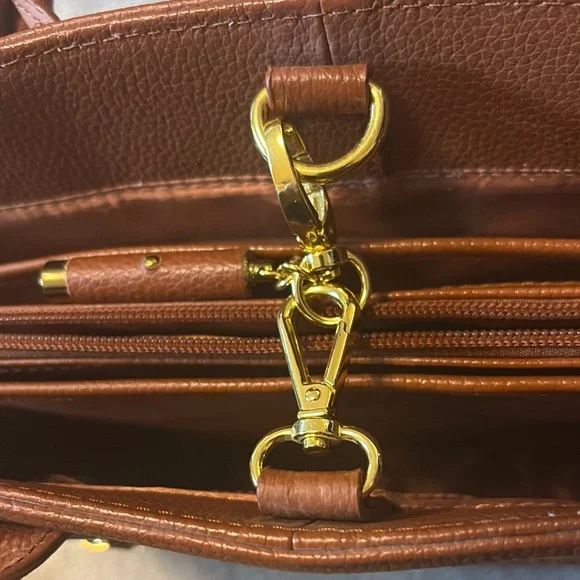Joy & Iman Brown Leather Tote with Gold Hardware - Picture 7 of 15